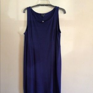 Eileen Fisher two piece Large navy blue dress with short jacket.